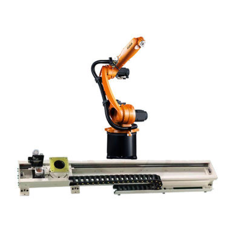 Palletizing Robot Arm Kuka KR 10 R1420 With CNGBS Robot Guide Rail For End-of-Line Palletizing System