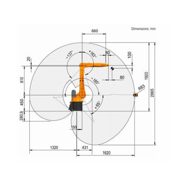 Palletizing Robot KR8 R1620 With 6 Axis Robotic Arm For Robot Palletizer