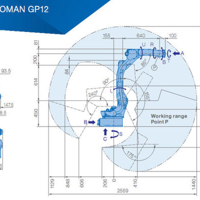 6 Axes Yaskawa GP12 1.5KVA Pick And Place Robot Arm