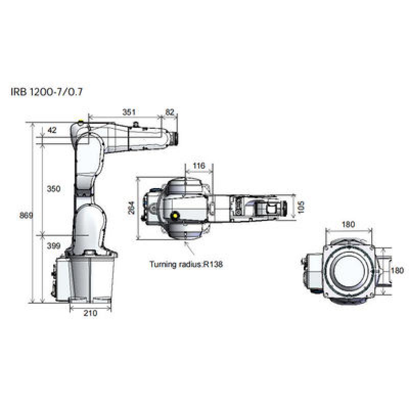 IRB1200 Automatic Industrial Robot With 7KG Payload Robot Arm For Polish Machine And Material Handling Equipment Parts
