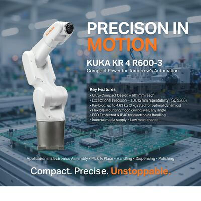 Robot Arm KUKA KR 4 R600-3 Reach 600mm KUKA 6 Axis Industrial Small Robot Pick and Place Robot